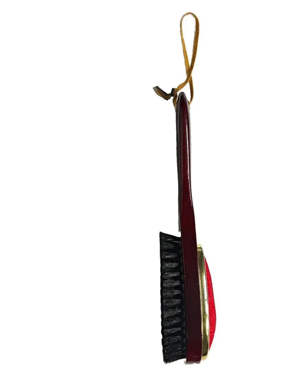 Vintage Wood Handle Double-Sided Clothes Brush w/ Black Bristles & Red Lint Pad